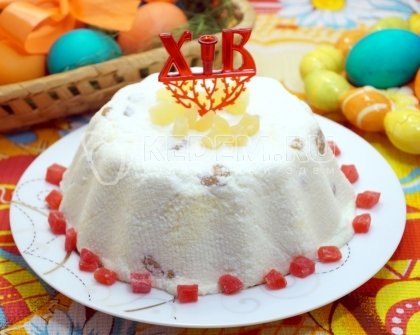 Творожная пасха с изюмом без яиц