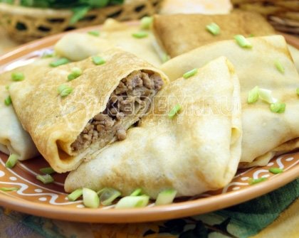 Блины с фаршем и грибами